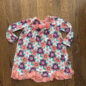 KicKee Pants Patterned Floral Detail Spandex Blend Nightgown Dress - 3T
